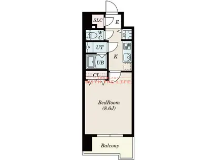S-RESIDENCE久留米六ツ門ABRイーストII(1K/9階)の間取り写真