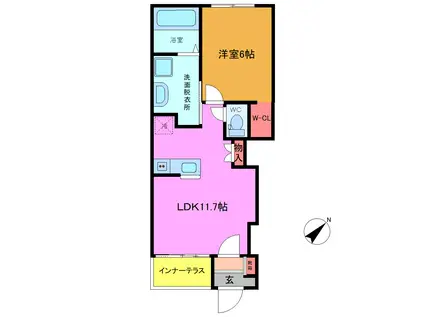 クレシア アベニュー(1LDK/1階)の間取り写真