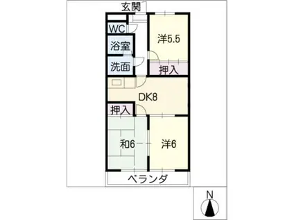 メゾン・ド・グラシューズ(3DK/2階)の間取り写真