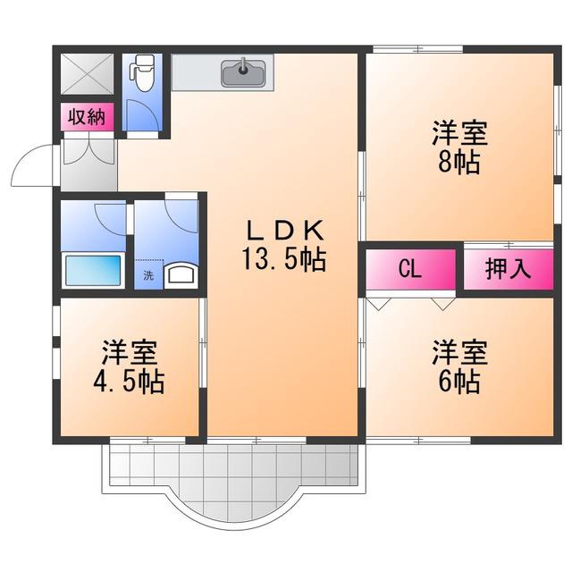エイチ・ツーオー岸和田(3LDK/3階)の間取り写真