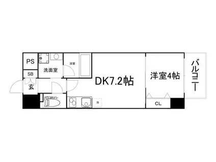レオンコンフォート本町東LL(1DK/12階)の間取り写真