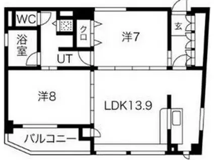サザンウエスト(2LDK/4階)の間取り写真