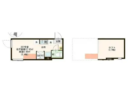 AMEN CORNER 堀切(ワンルーム/2階)の間取り写真