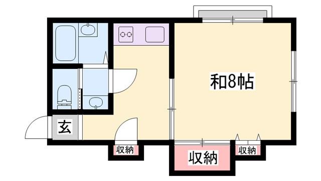 クローバーハイツ(1K/2階)の間取り写真