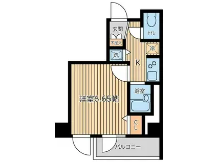 CITY SPIRE新富町(1K/5階)の間取り写真