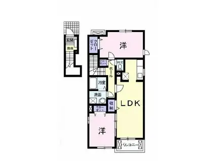 ミルトII(2LDK/2階)の間取り写真