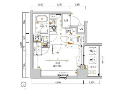 LUMEED立川(1K/4階)の間取り写真