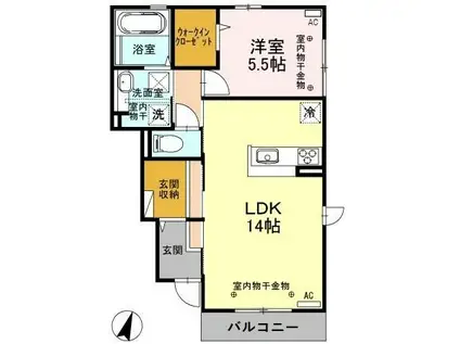 GRANCHATEAU(1LDK/1階)の間取り写真