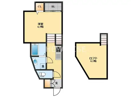 MODERN PALAZZO堂崎LIEBE(1SK/1階)の間取り写真