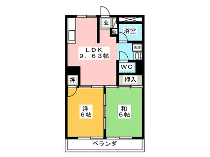 七瀬中町ホームズ(2DK/4階)の間取り写真