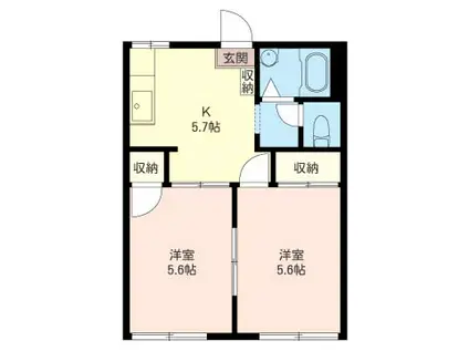 コーポ富士(2K/1階)の間取り写真