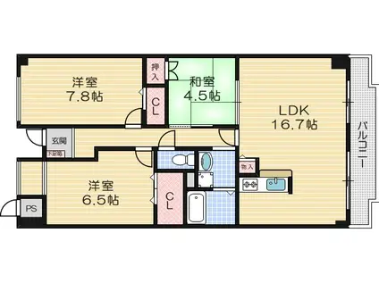 ロフティ少路(3LDK/2階)の間取り写真