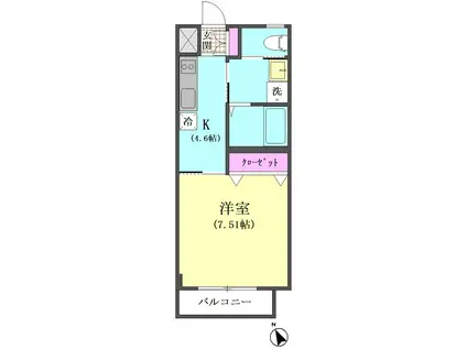 プランドウル大森(1K/3階)の間取り写真