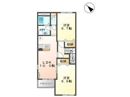 エバーガーデンII(2LDK/2階)の間取り写真