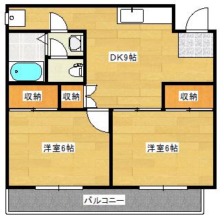 DIKビル(2DK/3階)の間取り写真