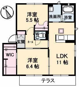 グレイスフル橘(2LDK/1階)の間取り写真