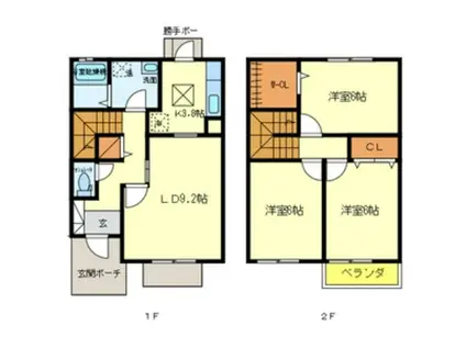 くわのみハイツ(3LDK/1階)の間取り写真