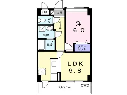 プリムーラ・S(1LDK/3階)の間取り写真