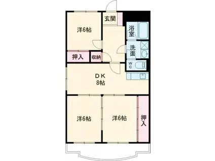 三栄ハイツ(3DK/3階)の間取り写真