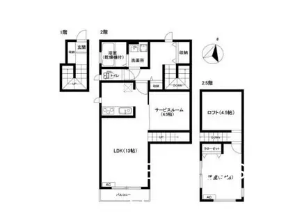西武多摩川線 多磨駅 徒歩10分 2階建 築6年(2LDK/2階)の間取り写真