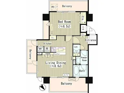 インザガーデン(1LDK/11階)の間取り写真
