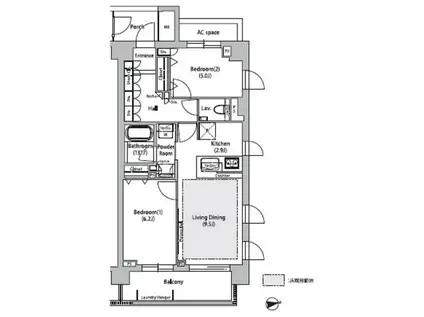 ソアラノーム荻窪天沼(2LDK/3階)の間取り写真