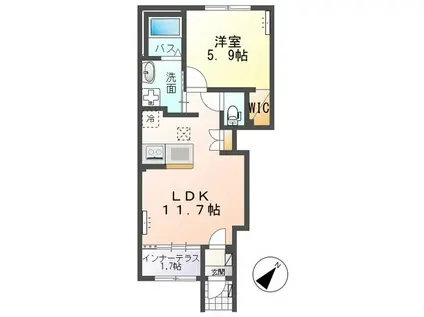 メゾンドフルール(1LDK/1階)の間取り写真