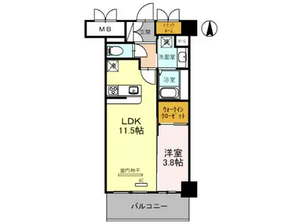 グランコート茨木永代町(1LDK/2階)の間取り写真