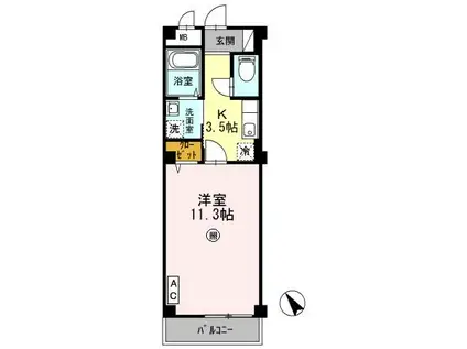 アーバニティあおい祇園(1K/2階)の間取り写真