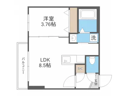 FERIO月寒中央(1LDK/3階)の間取り写真