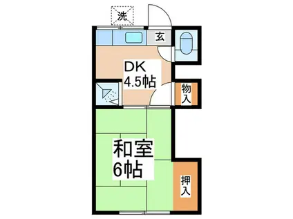 タイヨウ荘(1DK/2階)の間取り写真