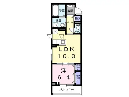 ハイドレンジア くずは(1LDK/1階)の間取り写真