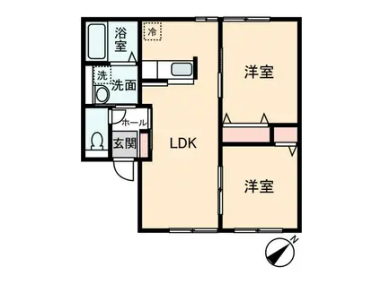 プリイェール2NDA(2LDK/2階)の間取り写真