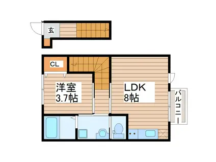 コンフォール萩野町I(1LDK/2階)の間取り写真