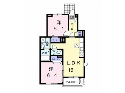 グランコート(2LDK/1階)の間取り写真