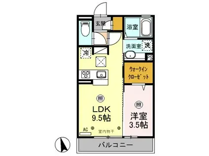 レセンテプライム 堀米町(1LDK/1階)の間取り写真