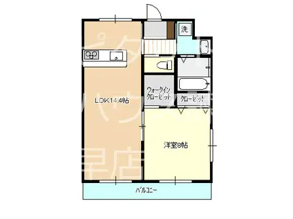 グローリー小船越II(1LDK/2階)の間取り写真