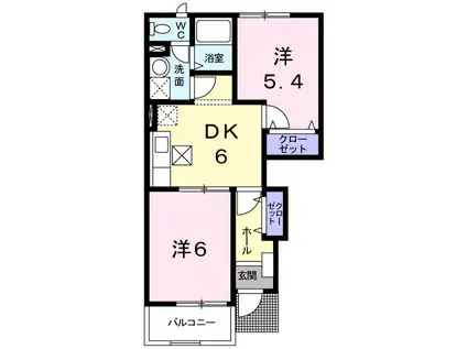 リブェール宇美東B(2DK/1階)の間取り写真