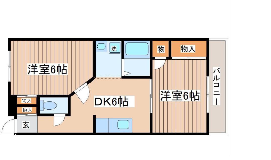 フェニックス福室(2DK/3階)の間取り写真