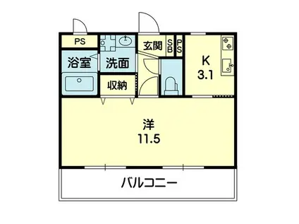 ハピネス九品寺(1K/2階)の間取り写真