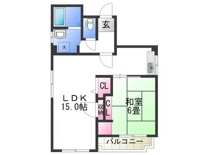 メゾンドールDOI(1LDK/5階)の間取り写真