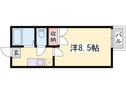 エトランス太子(1K/2階)の間取り写真