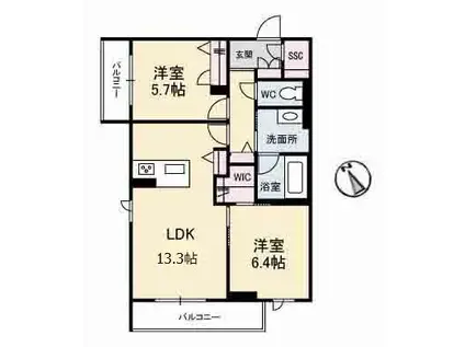ヤマトハイムV(2LDK/3階)の間取り写真