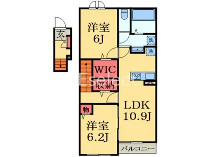 パラッツォ(2LDK/2階)の間取り写真