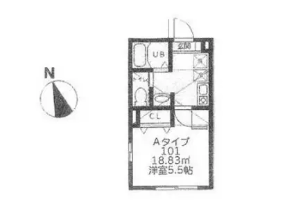 ピュアスプリング鶴川(ワンルーム/2階)の間取り写真