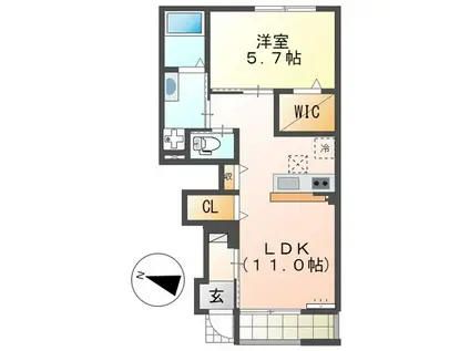 グレース(1LDK/1階)の間取り写真