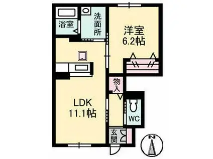 シャーメゾン晟(1LDK/1階)の間取り写真