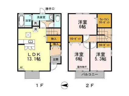 セレッソ(3LDK/2階)の間取り写真