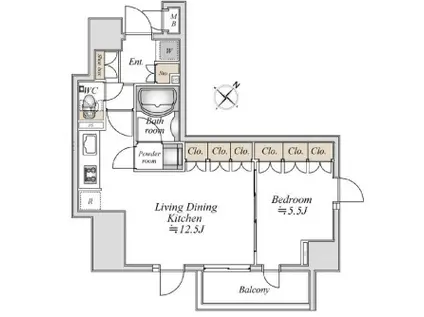 LA DOUCEUR巣鴨 旧アパートメンツ巣鴨(1LDK/8階)の間取り写真