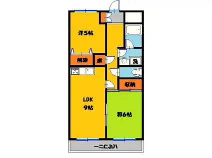 ヒルズM1(2LDK/3階)の間取り写真
